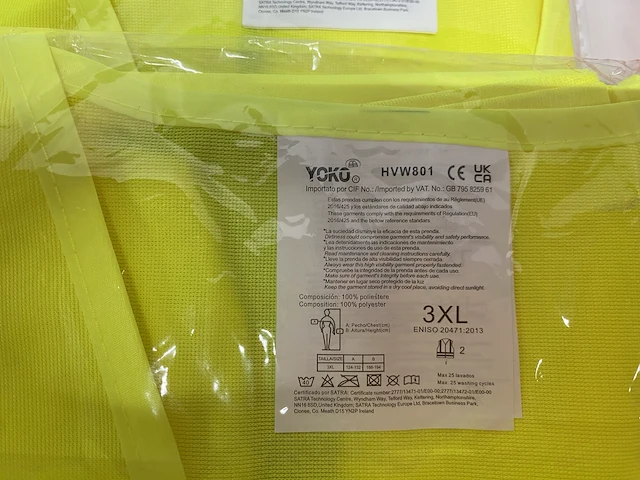 Fluo hesje - veiligheidshesje maat 3xl - 13st - afbeelding 4 van  4