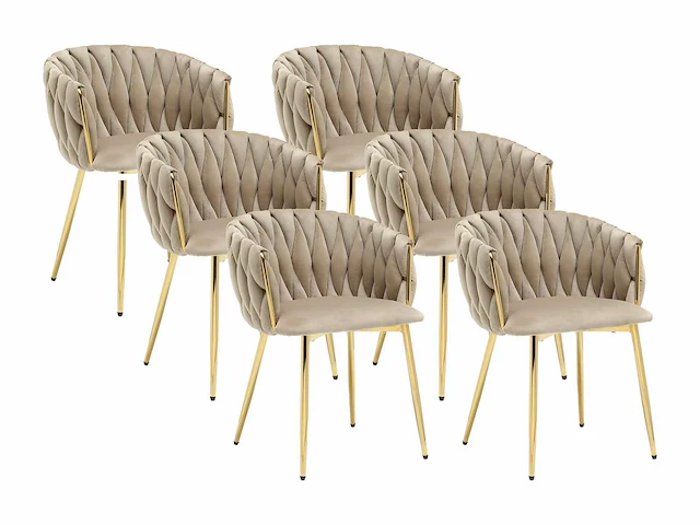 Fluweel en goud metalen stoel - beige (x6) - afbeelding 1 van  7