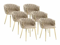 Fluweel en goud metalen stoel - beige (x6) - afbeelding 1 van  7