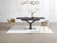 Fluweel en goud metalen stoel - beige (x6) - afbeelding 2 van  7