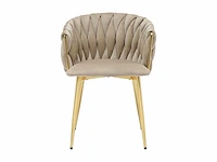Fluweel en goud metalen stoel - beige (x6) - afbeelding 3 van  7