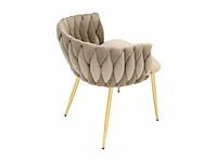 Fluweel en goud metalen stoel - beige (x6) - afbeelding 5 van  7