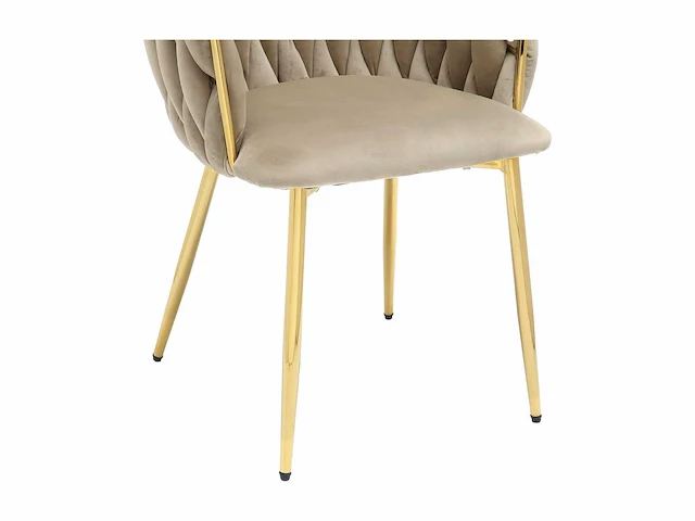 Fluweel en goud metalen stoel - beige (x6) - afbeelding 6 van  7