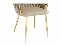 Fluweel en goud metalen stoel - beige (x6) - afbeelding 6 van  7