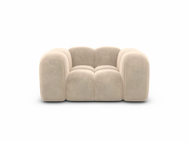 Fluwelen fauteuil - crème - afbeelding 4 van  8