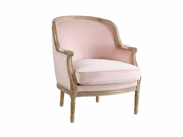 Fluwelen fauteuil - pastel roze - afbeelding 2 van  4