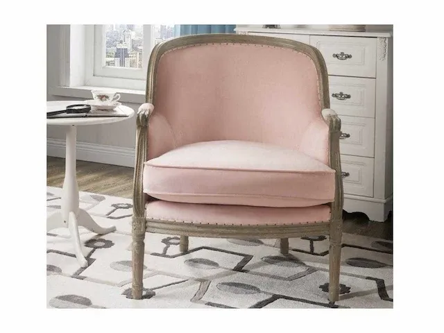 Fluwelen fauteuil - pastel roze - afbeelding 4 van  4