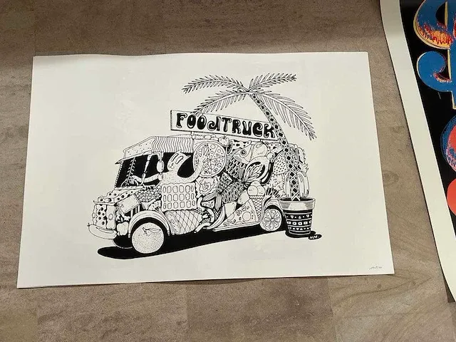 Foodtruck zeer grote lithografie op slechts 10 exemplaren - afbeelding 2 van  2