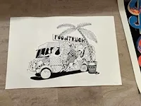 Foodtruck zeer grote lithografie op slechts 10 exemplaren - afbeelding 2 van  2