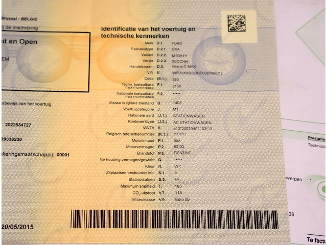 Ford c-max – wf0hxxgcbhf0c08799 – 2015 - afbeelding 7 van  16