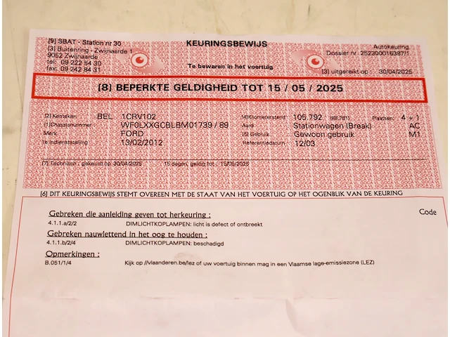 Ford focus – wf0lxxgcblbm01739 – 2012 - afbeelding 7 van  15