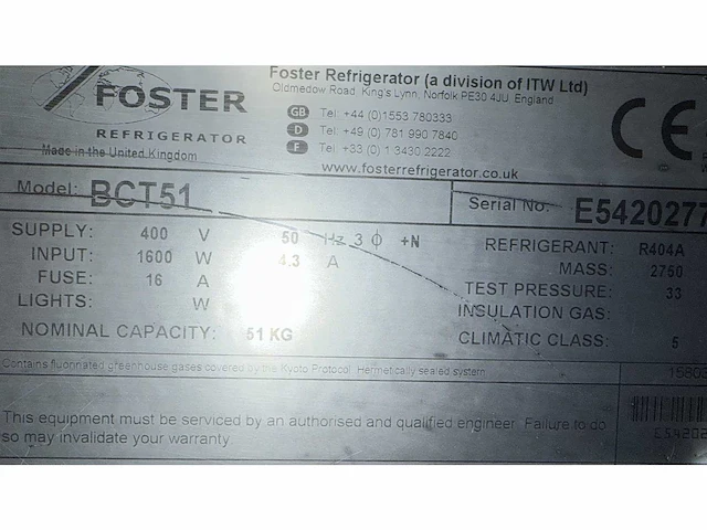 Foster - bct51 - snelkoeler/vriezer - afbeelding 3 van  3