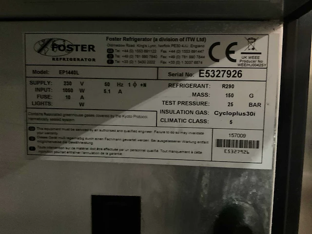 Foster ep1440l koelkast - afbeelding 5 van  7