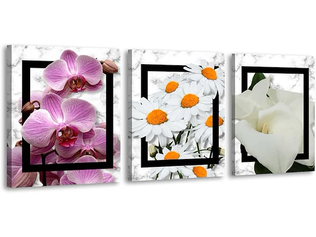 Foto canvas 3 delig bloemen - afbeelding 1 van  3