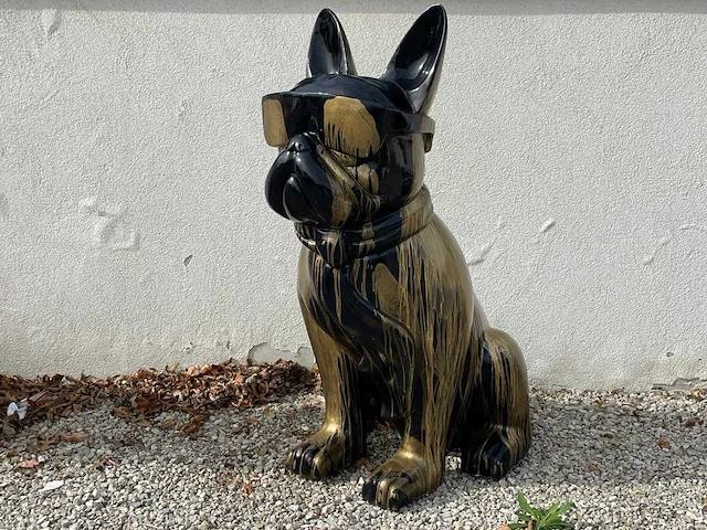 Franse bulldog met bril black trash gold - afbeelding 1 van  1