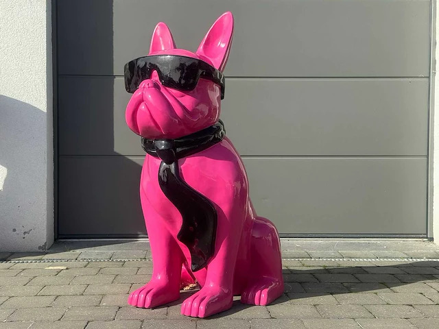 Franse bulldog met bril fuchsia/black - afbeelding 1 van  1