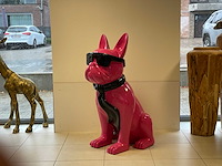 Franse bulldog met bril h120cm fuchsia - afbeelding 1 van  1