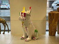 Franse bulldog met bril h120cm wit trash - afbeelding 1 van  2
