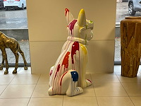 Franse bulldog met bril h120cm wit trash - afbeelding 2 van  2