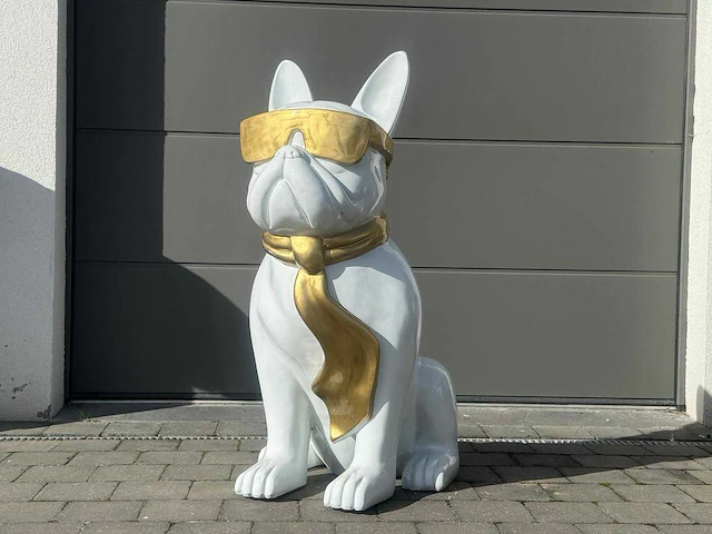 Franse bulldog met bril wit/goud - afbeelding 1 van  1