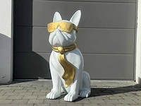 Franse bulldog met bril wit/goud - afbeelding 1 van  1