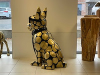 Franse bulldog met bril zwart/goud vlekken h120cm - afbeelding 2 van  2