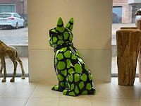 Franse bulldog met bril zwart/groen vlekken h120cm - afbeelding 2 van  2