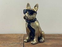 Franse bulldogs met bril h28cm old gold - afbeelding 1 van  1