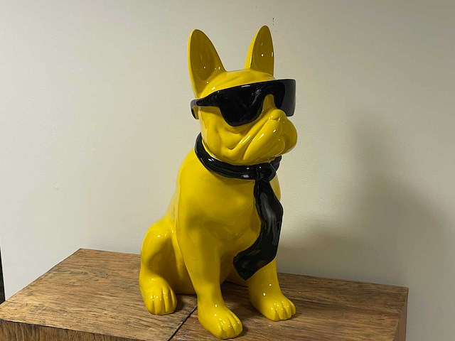 Franse bulldogs met bril h60cm geel - afbeelding 1 van  2