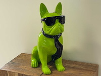 Franse bulldogs met bril h60cm groen - afbeelding 1 van  2