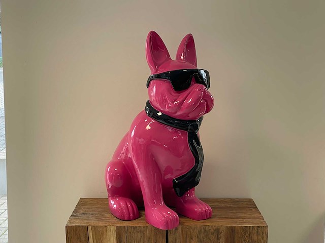 Franse bulldogs met bril h80cm pink - afbeelding 1 van  2