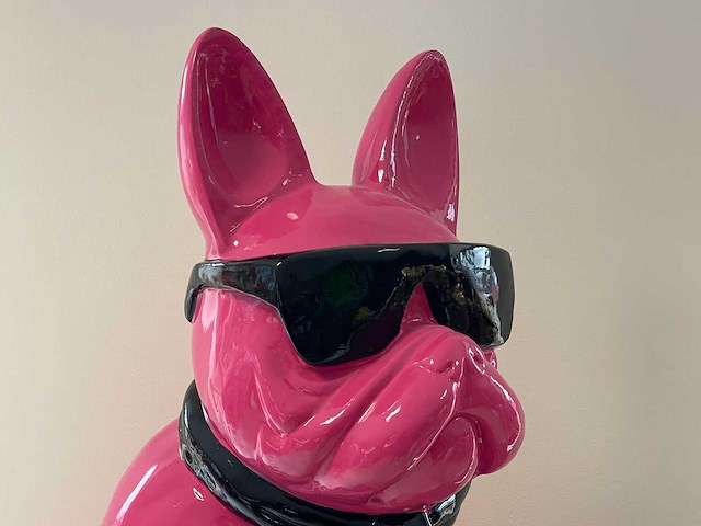Franse bulldogs met bril h80cm pink - afbeelding 2 van  2