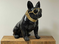 Franse bulldogs met bril h80cm zwart trash - afbeelding 1 van  3