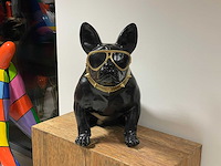 Franse bulldogs met bril h80cm zwart trash - afbeelding 2 van  3