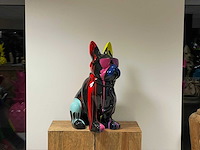 Franse bulldogs met bril h80cm zwart trash - afbeelding 1 van  2