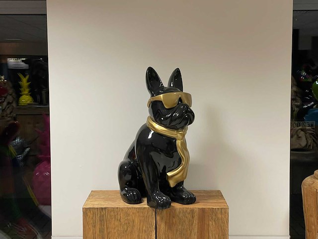 Franse bulldogs met bril h80cm zwart - afbeelding 1 van  2