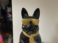 Franse bulldogs met bril h80cm zwart - afbeelding 2 van  2