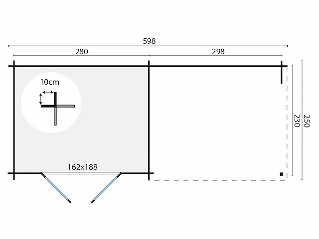 Freddy - tuinhuis 28mm 5980x2500x2170mm geimpregneerd - afbeelding 3 van  5