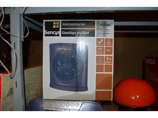 Friteuse quigg 2000w, ventilatorkachel sencys, radio sony, tafellamp, 2 schalen - afbeelding 7 van  7