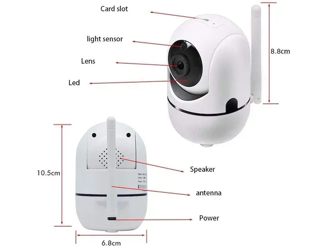 Fuegobird indoor ip camera - 1080p - beveiligingscamera - huisdiercamera - baby camera - compatibel met 2.4g/5g wifi - beweeg en geluidsdetectie - werkt met app - wit - afbeelding 4 van  4