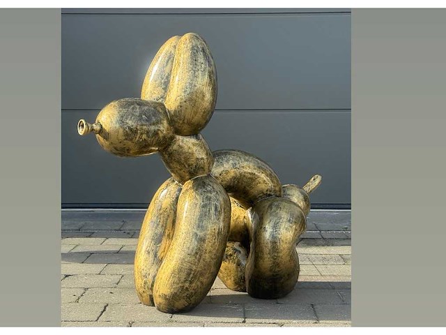 Funny balloondog old gold h80cm x l90cm - afbeelding 1 van  2