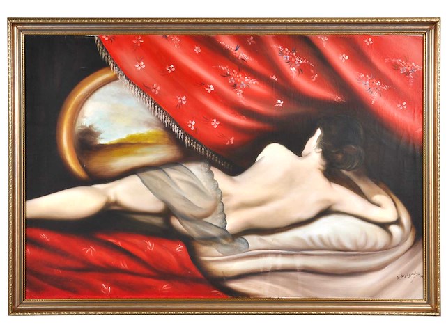 G. spagnolo - reclining woman by the window - 80x120 cm - 1979 - afbeelding 1 van  13