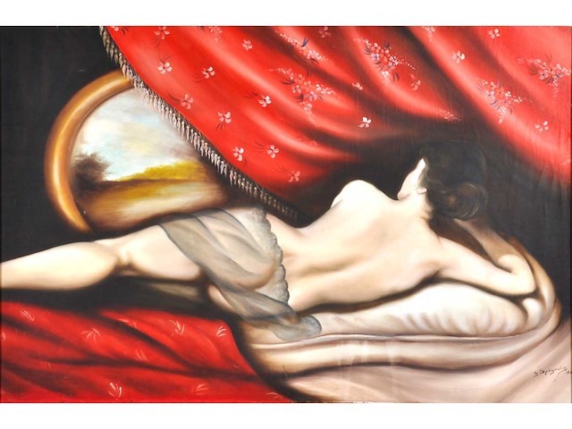 G. spagnolo - reclining woman by the window - 80x120 cm - 1979 - afbeelding 6 van  13