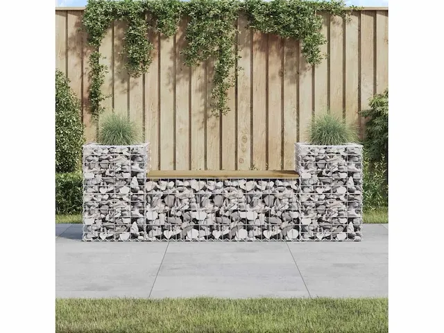 Gabion design tuinbank 183x41x60,5 cm geïmpregneerd grenen - afbeelding 1 van  8
