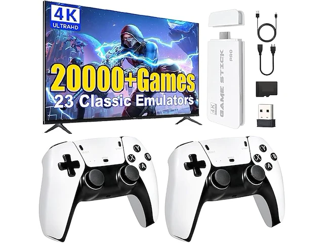 Gameconsole met 2 draadloze controllers incl retro games - afbeelding 1 van  5