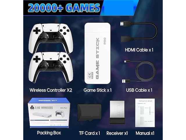Gameconsole met 2 draadloze controllers incl retro games - afbeelding 5 van  5
