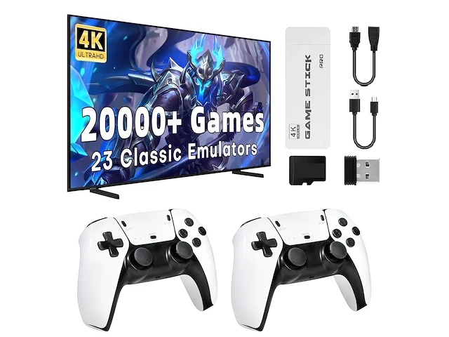Gameconsole met 2 draadloze controllers incl retro games - afbeelding 1 van  1