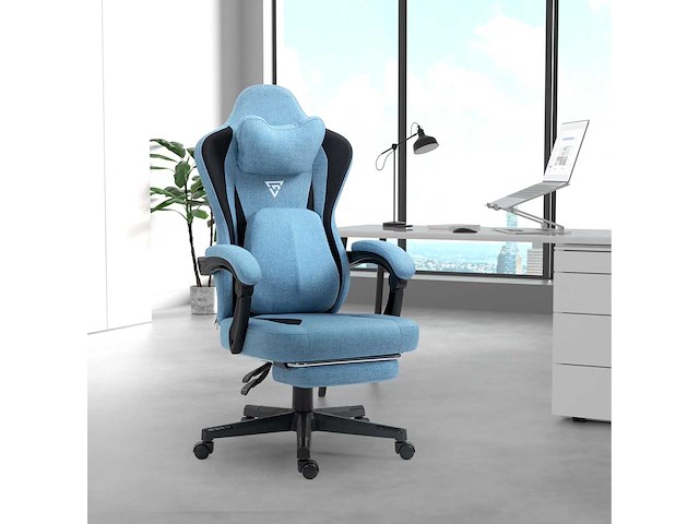 Gamestoel - blauwe stof - masseren - verwarmd - afbeelding 6 van  7