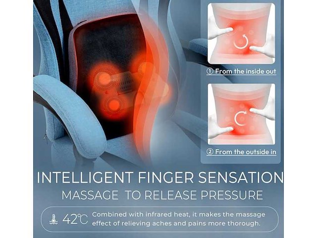 Gamestoel - blauwe stof - masseren - verwarmd - afbeelding 4 van  7