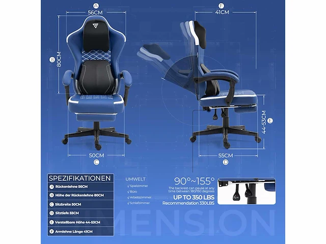 Gamestoel - ergonomisch met verwarmde lendensteun - afbeelding 3 van  8